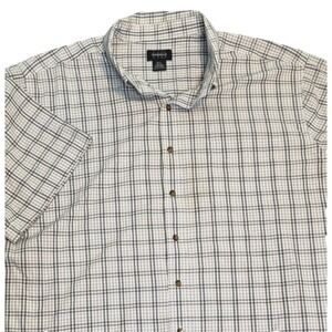 Harbor Bay Mens Shirt 2XL Plaid Button Down Short Sleeve Gray HB Casual Outdoor